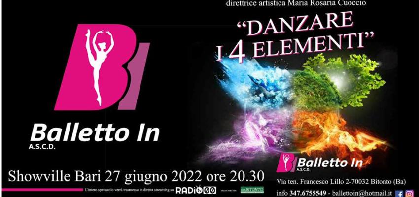 Danzare i 4 elementi, questa sera in diretta dal Teatro Showville di Bari