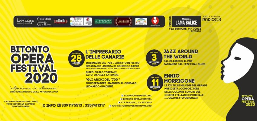Il Bitonto Opera Festival sfida il Covid. Tre apericene in programma a Masseria Lama Balice